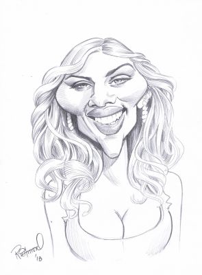 Tom Richmond | Scarlett Johansson Caricature Sketch By Tom Richmond | ComicArtFans Classifieds