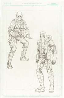 "G.I. JOE" #12 & "G.I. JOE BATTLES FILES" ORIGINAL ART TRIO - FIREFLY, COBRA COMMANDER & FLINT.