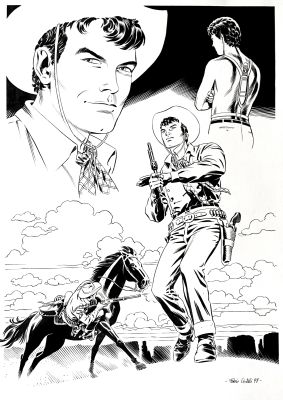 Fabio Civitelli | Original illustration published on "Cavalcando con Tex" vol. 1. Cm. 25x35. Ink. Signed. Mint. Code 2178. | Segni e Disegni