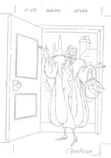 101 Dalmatians - Cruella de Vil - Original Production Drawing - JM Cardona Signed - First edition - (1990) | Catawiki