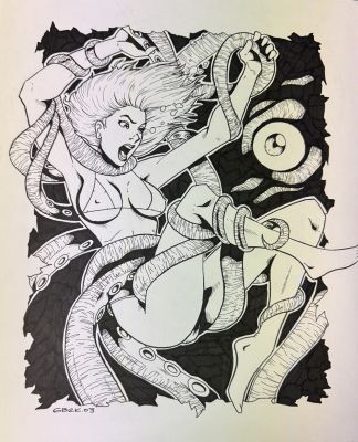 Garrett Blair | Girl Vs. Octopus (2003) By Garrett Blair | ComicArtFans Classifieds