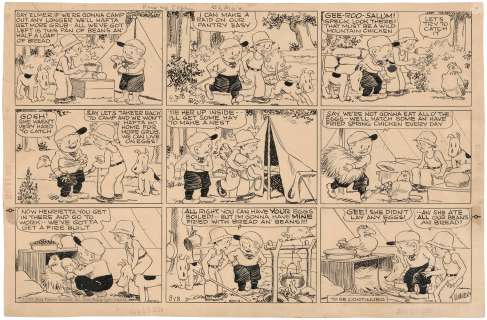 "ELMER" 1935 SUNDAY PAGE ORIGINAL ART BY DOC WINNER.
