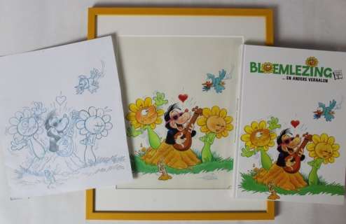 Rop, Eric De -  Originele cover + schets + boek (met dédicace)  - Bloemlezing... en andere verhalen - (2013) | Catawiki