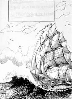 Hubinon Victor (1924 - 1979) | HUBINON Victor Â« Surcouf Â». Dessin Ã  l’encre de Chine pour le 4e plat& | Tessier Sarrou