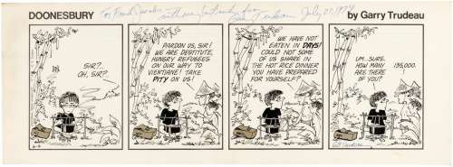 "DOONESBURY" 1973 DAILY STRIP ORIGINAL ART BY GARY TRUDEAU. | Hake’s