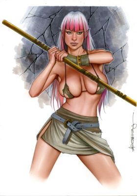 Alex Miranda | 8,5x11" WARRIOR ELF GIRL RM#011 ORIGINAL PINUP GIRL by ALEX MIRANDA | Raremarq (Buy It Now)