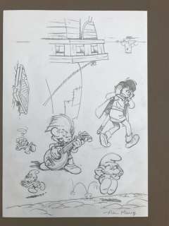 Maury, Alain  - Dessin original - Johan, Pirlouit et les Schtroumpfs | Catawiki