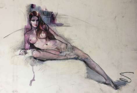 Enzo Sciotti - illustrazione originale "Modella nuda" - EO | Catawiki