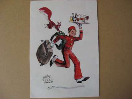 Follet, René - Dessin original en couleur - Hommage a Jijé et Franquin - Spirou et Spip | Catawiki