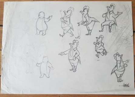 Bommel en Tom Poes - Schetsen / potloodstudies Heer Bommel en Markies de Canteclaer - Page volante - (1960) | Catawiki