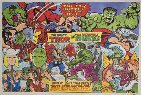 Illustrazione originale Larry Camarda Thor Vs Hulk ” The epic battle of the Age” | Venere Comic Art