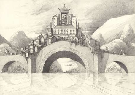 Claude RENARD (1946-... - Lot 247 - Pontville Mine de plomb sur papier. Signé en bas à...