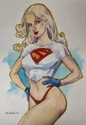 Marc Holanda | Supergirl pinup 9x12 | Raremarq (Buy It Now)