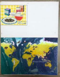 Finding Out - Original Watercolour & Gouache - World Map Far East - Signed 1960’s - Page volante | Catawiki