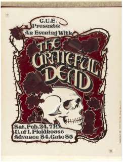 THE GRATEFUL DEAD 1973 IOWA CITY, IOWA CONCERT POSTER ORIGINAL/MECHANICAL ART LOT. | Hake’s