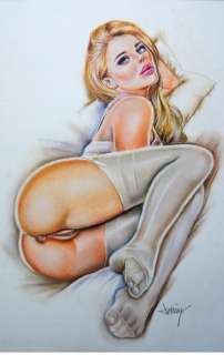 Domingo Ãlvarez GÃ³mez - Dibujo al pastel - Chica desnuda - Travail unique - (2019) | Catawiki