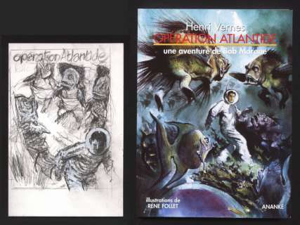Bob Morane - Projet de couverture originale pour le roman "Opération Atlantide" + Le roman  - Broché - (2007) | Catawiki
