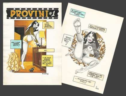 Fabio Redaelli (Hot Stuff) - 2x tavole originali - storia completa per Blue " Provini #1" - EO - (2001) | Catawiki