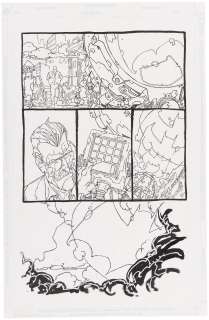 ORIGINAL ART PAGE WITH BATMAN CONTENT FEATURING COMMISSIONER GORDON W/BATSIGNAL BY KEITH GIFFEN. | Hake’s