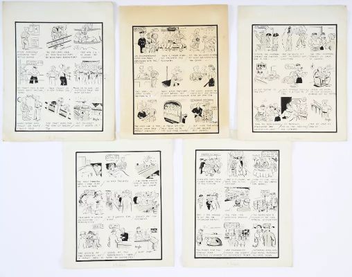 Lot 23 - ’Laugh with SEAC’. Five page original artwork war story (1945) drawn and (each page) signed by | Comic Book Auctions ltd
