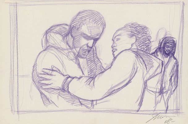 Didier Eberoni | Deux vies - Crayonnné original, recherche de case recto verso | Daniel Maghen