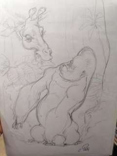 DESSIN ORIGINAL CHRISTIAN PATY GIRAFE SINGE