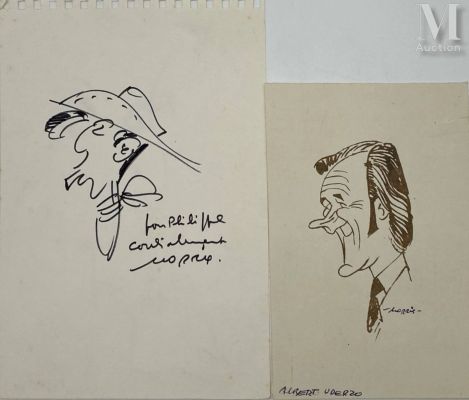 Morris (1923-2001) | Lucky Luke. Dessin-dédicace au feutre sur papier libre, signé.… | Millon