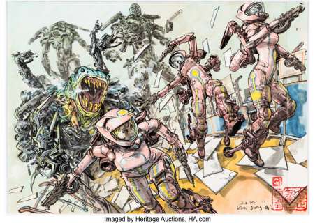 Kim Jung Gi - Kim Jung Gi - Space Monsters Sketch Original Art (2014)....