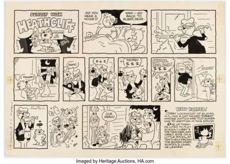Gately, George - George Gately Heathcliff Sunday Comic Strip Original Art dated 8-9-81 (McNaught Syndicate, 1981)....