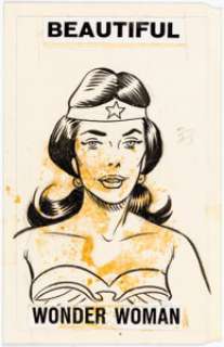 Wood, Wally | Wally Wood Comic Book Foldees Card #33 Wonder Woman Illustration Original Art (Topps, 1966).... | Heritage