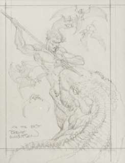 Wrightson, Bernie | Bernie Wrightson - Prehistoric Attack Illustration Original Art (undated).... | Heritage