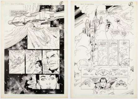 Barreto, Eduardo | Eduardo Barreto and Mike DeCarlo Legion of Super-Heroes #56 Story Pages 4-5 Original Art (DC, 1989).... (Total: 2 Original Art) | Heritage