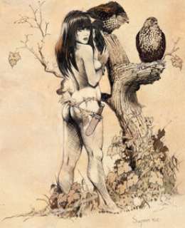 Suydam, Arthur | Arthur Suydam - Woman with Falcons Illustration Original Art (1992).... | Heritage