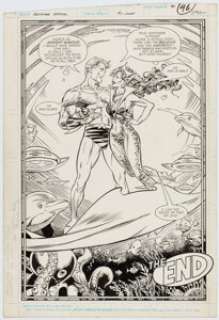 George Freeman and Mark Pacella Aquaman Special #1 Aquaman and Mera Splash Page 38 Original Art (DC, 1988).