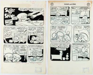 Sheldon Mayer Sugar & Spike #14 Complete 6-Page Story Original Art (DC, 1958). (Total: 6 Original Art) | Heritage