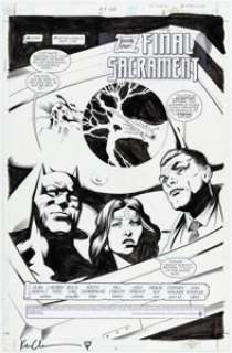 Jésus Saiz and Keith Champagne JLA: Black Baptism #4 Final Sacrament Splash Page 1 Original Art (DC, 2001).