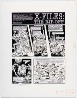 Bruce Bolinger Cracked Monster Party #41 Complete 5-Page Story "X-Files: The Rip-Off" Original Art (Global Communications, 1998). (Total: 5 Original Art)