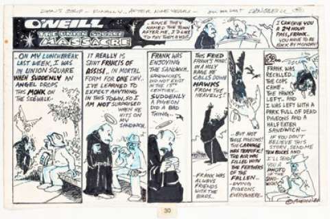 Dan O‘Neill The Union Square Massacre Comic Strip Original Art (1981).