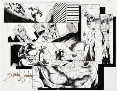 Rob Liefeld, Shelby Robertson, and Danny Miki Overstreet‘s FAN #3 Badrock Double Page Spread 2-3 Original Art (Gemstone Publishing, 1995).