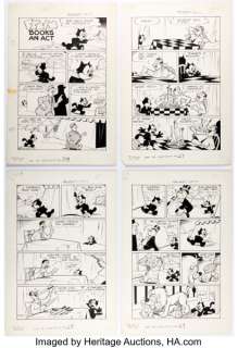 Otto Messmer and Joe Oriolo Pat Sullivan‘s Felix the Cat #29 "Felix Books An Act" Complete 12-Page Story Original Art (Toby, 1952). (Total: 12 Original Art)