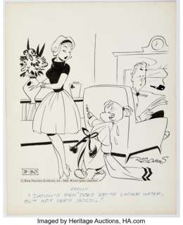 Don Flowers Glamour Girls Daily Single Panel Gag Cartoon Illustrations Original Art Group of 5 (King Features Syndicate, 1962). (Total: 5 Original Art)