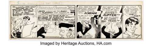 Al Capp Li’l Abner "Fearless Fosdick" Daily Comic Strip Original Art dated 7-14-44 (United Feature Syndicate, 1944). | Heritage