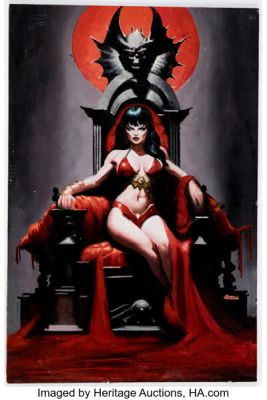 Ron Lesser Vampirella Blood Red Painting Original Art (undated). | Heritage