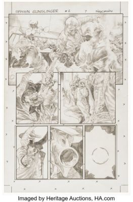 Bing Cansino Spawn #175 Gunslinger Spawn Story Page 7 Pencils Original Art (Image, 2008). | Heritage