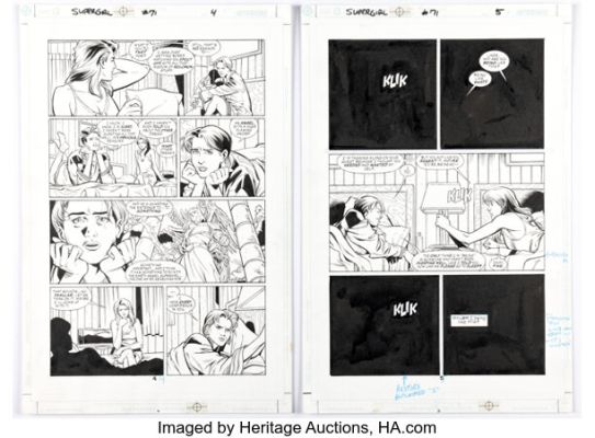 Jamal Igle and José Marzán Jr. Supergirl #71 Story Pages 4-5 Original Art (DC, 2002).