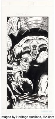 Ron Lim and Keith Aiken Spider-Man: The Venom Factor Novel Illustration Original Art (Putnam, 1994).