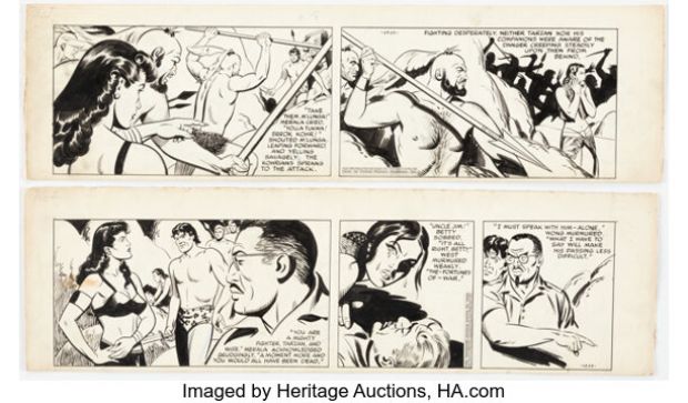 Paul Reinman Tarzan Daily Comic Strips Original Art Group of 2 (United Feature Syndicate, 1949). (Total: 2 Original Art) | Heritage