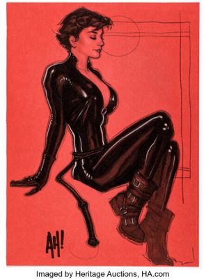 Adam Hughes - Catwoman Specialty Pin-Up Illustration Original Art (c. 2008). | Heritage