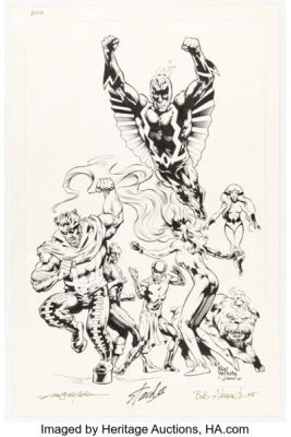 Sal Velluto and Bob Almond - The Inhumans Specialty Illustration Original Art Signed by Stan Lee (2005). | Heritage