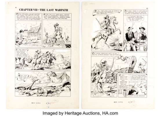 Everett Raymond Kinstler Classics Illustrated Special Issue #153A - Men, Guns, and Cattle Story Pages 1-6 Original Art (Gilberton, 1959). (Total: 6 Original Art) | Heritage